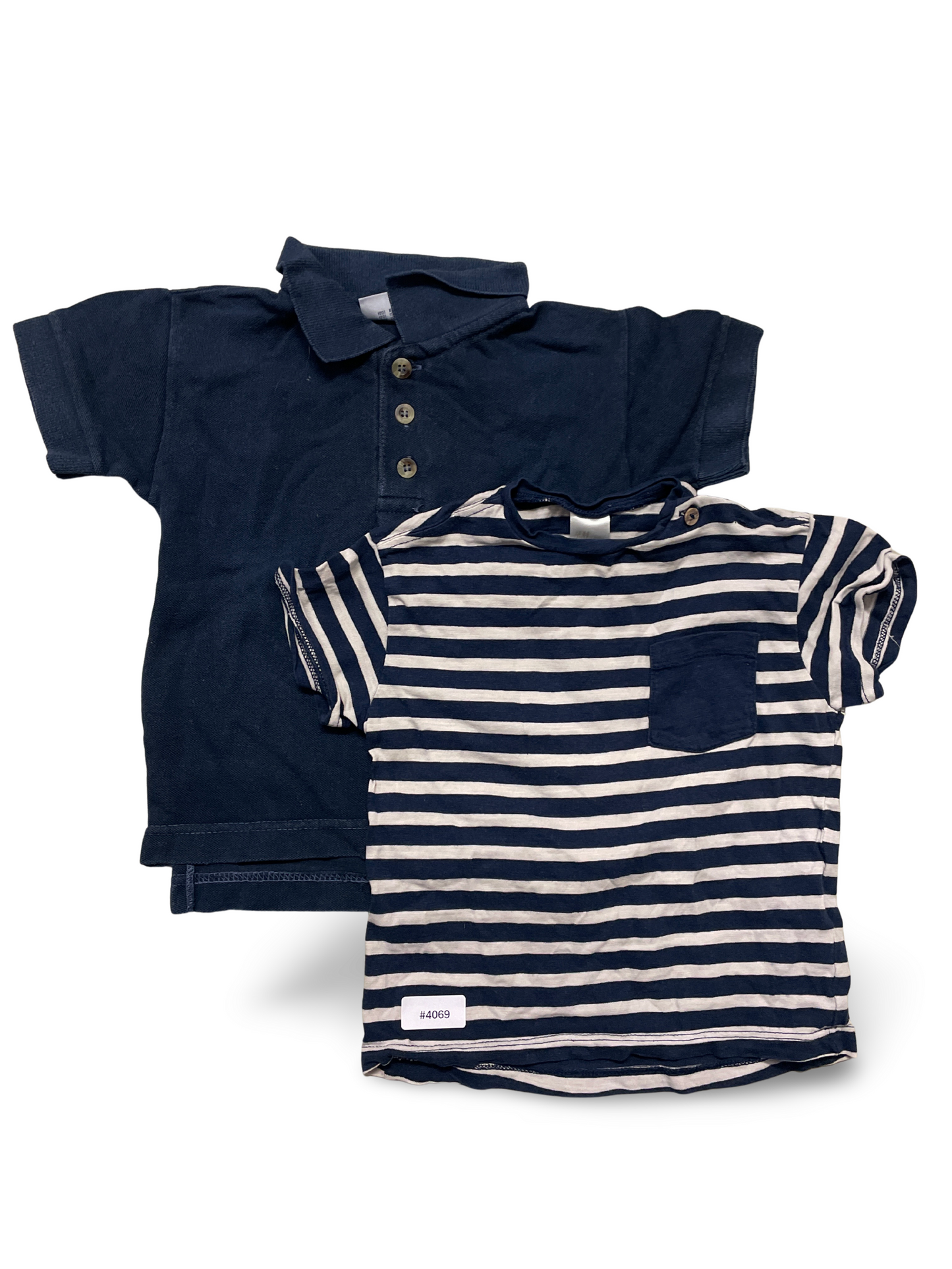 2er Bundle Kurzarmshirts Marineblau und Gestreift - Gr. 80