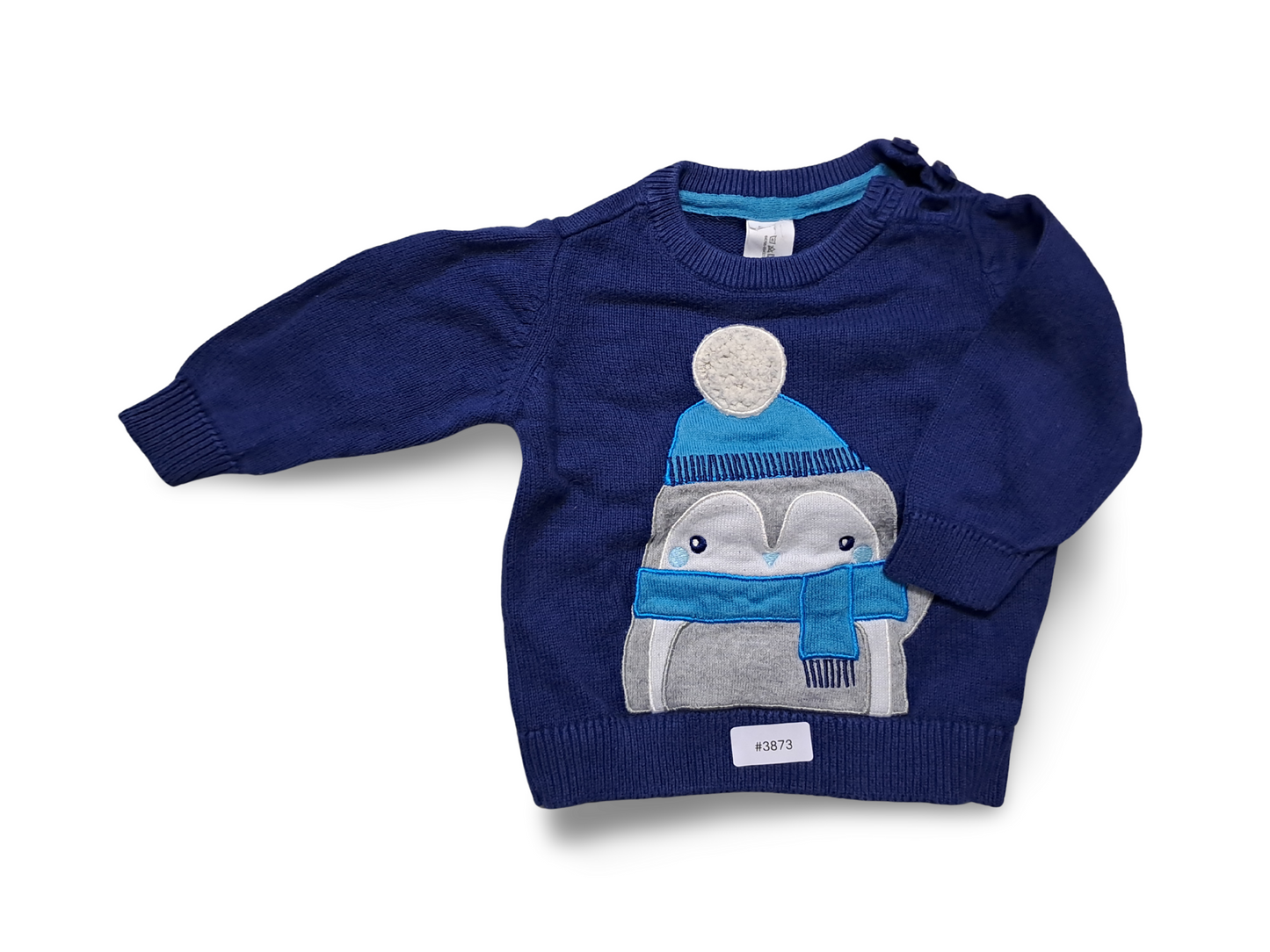 Strickpullover mit Pinguin-Applikation - Gr. 62