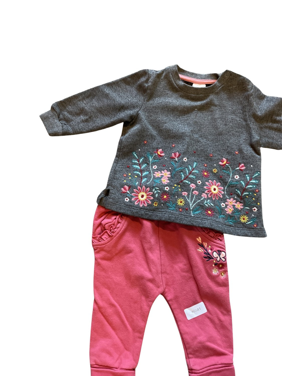 Sweatshirt mit Blumen und Jogginghose - Gr. 68
