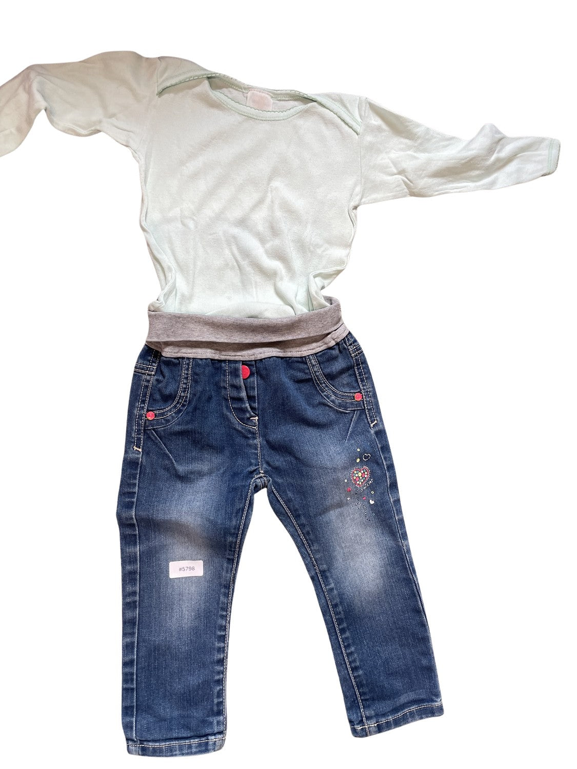 Body und Jeans mit Stickerei - Gr. 86