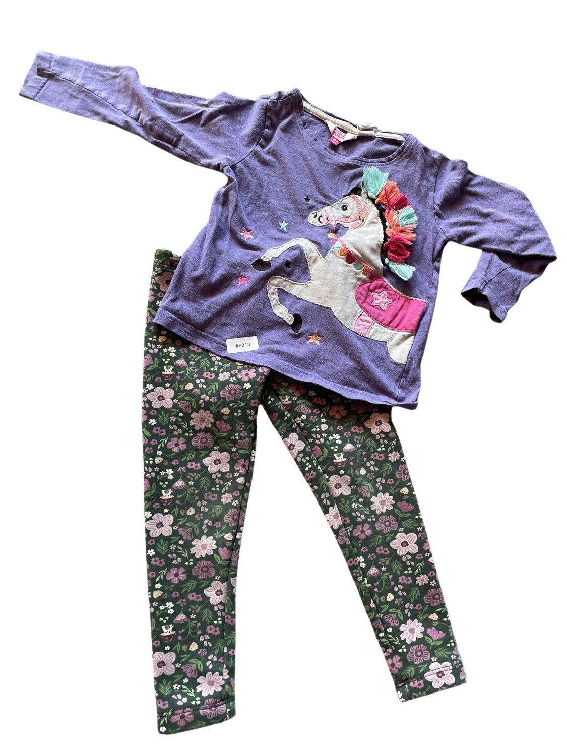 Unicorn Langarmshirt und Blumenleggings - Gr. 104