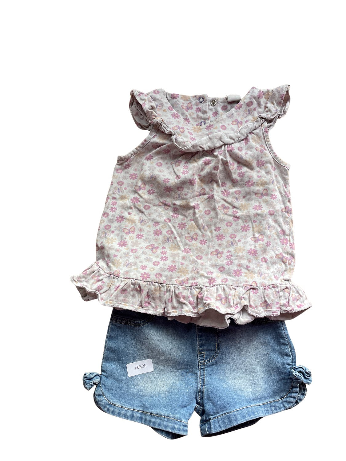 Set Rüschentop und Jeans-Shorts - Gr. 80