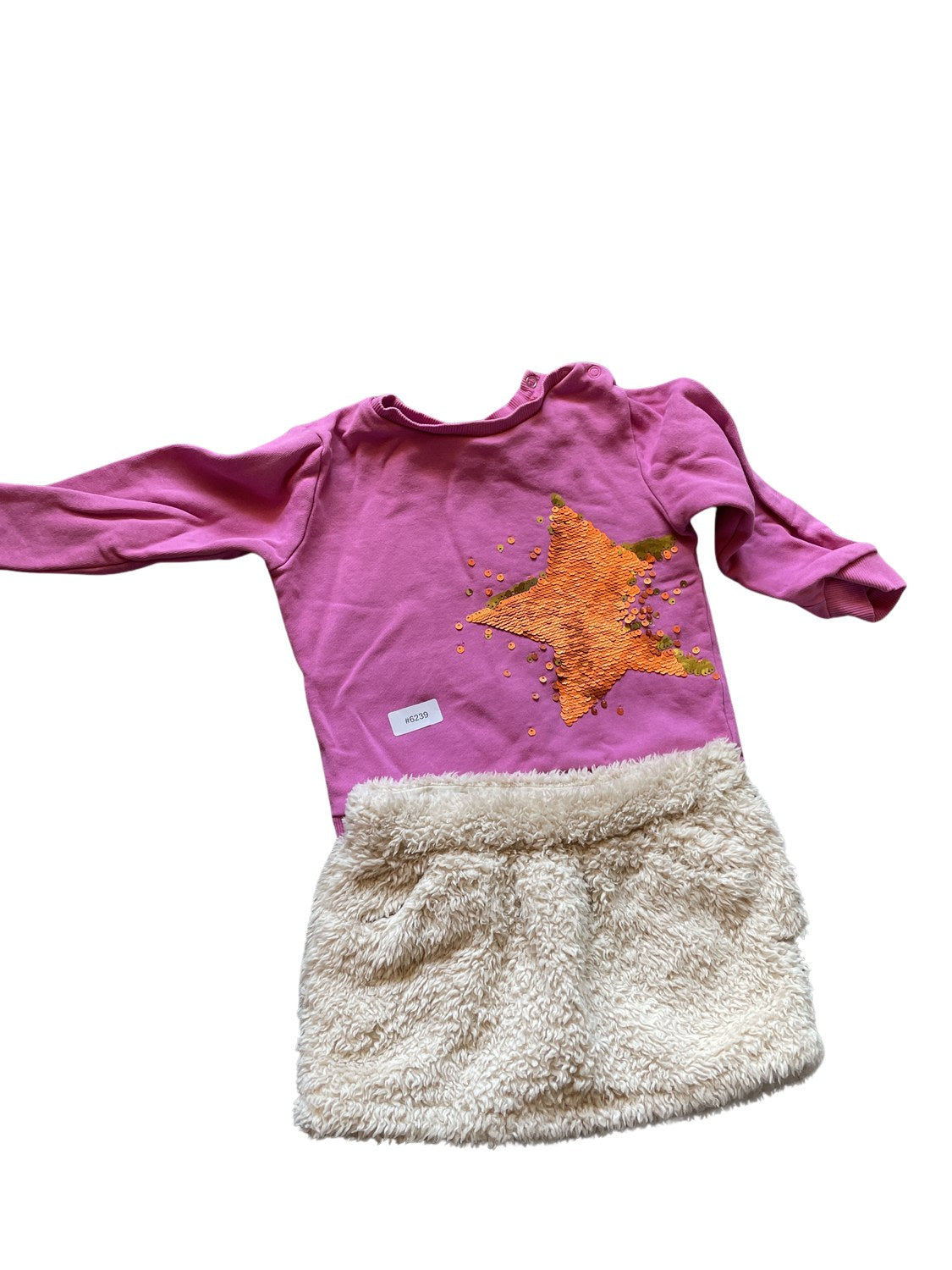 Langarmshirt mit Stern und Kuschelrock - Gr. 92