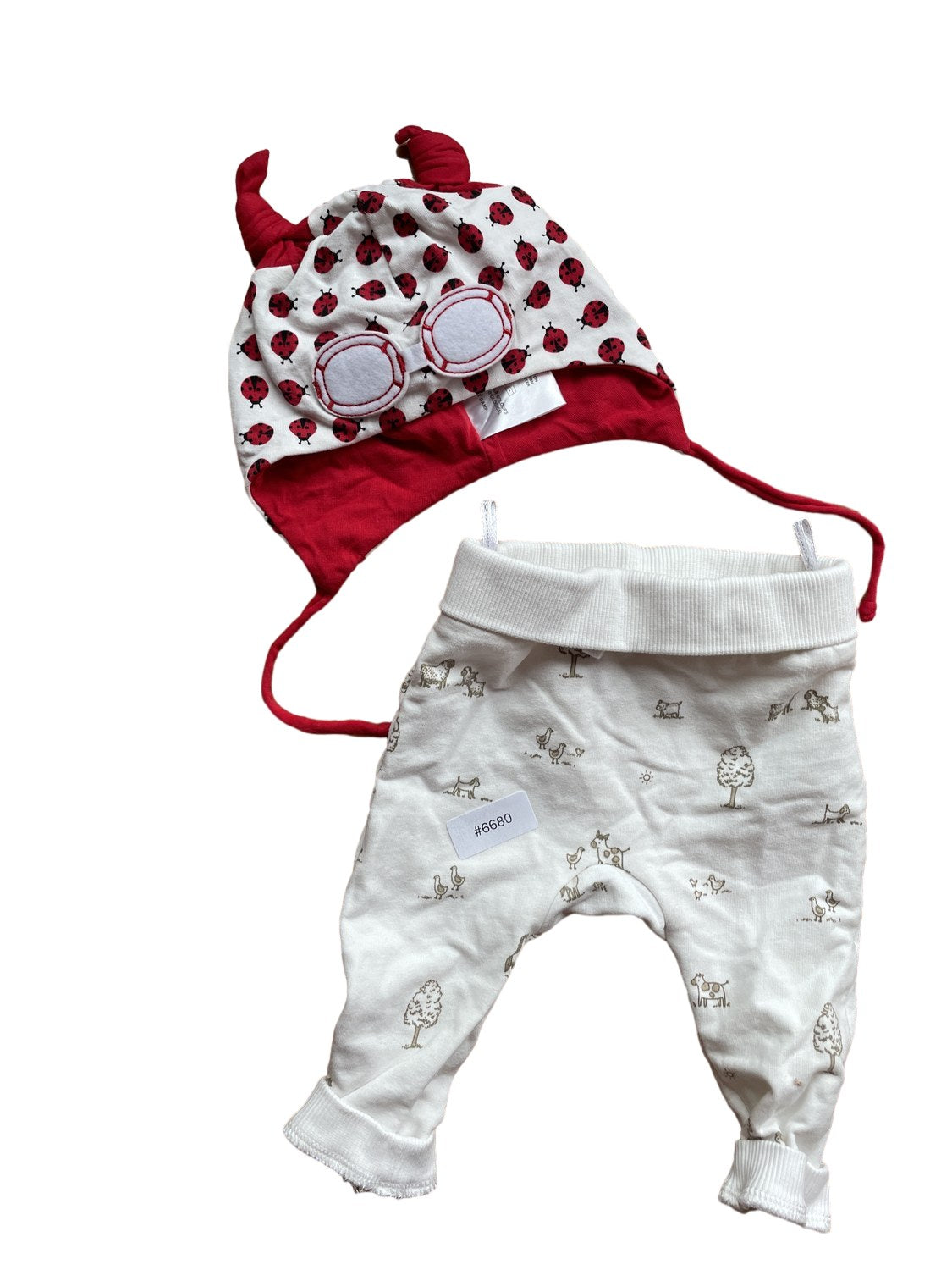 Mütze und Hose mit Tiermuster - Gr. 56