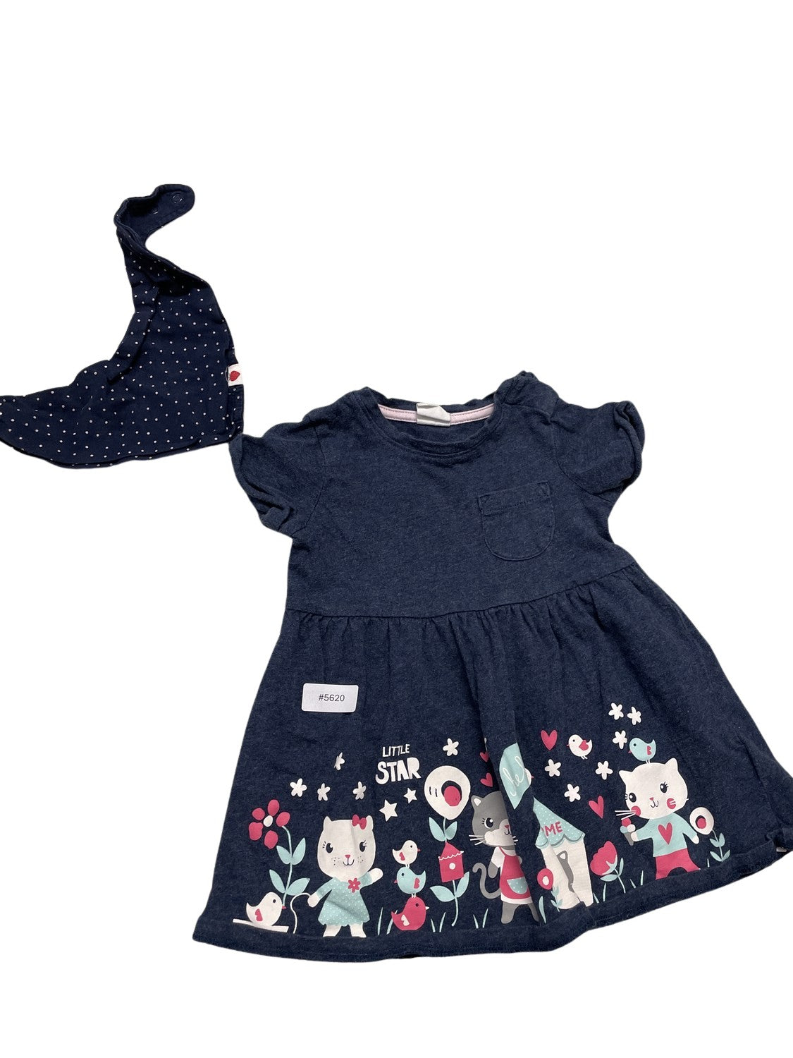 Kleid mit Katzenmuster - Gr. 68