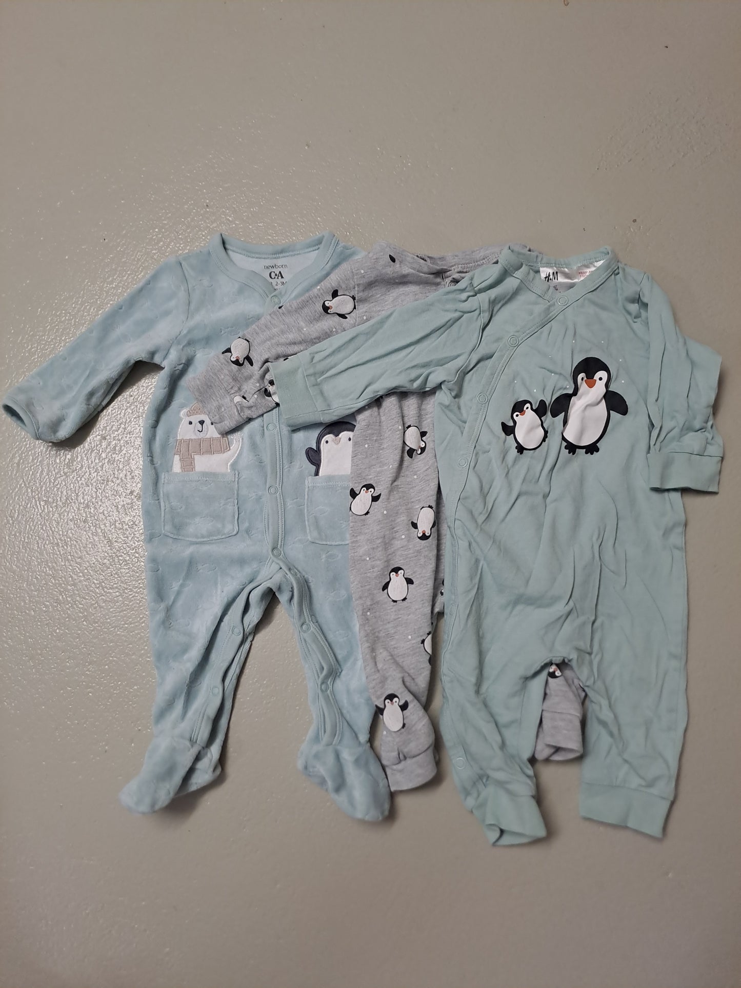 3er Bundle - Strampler lang Pinguine - Gr. 62