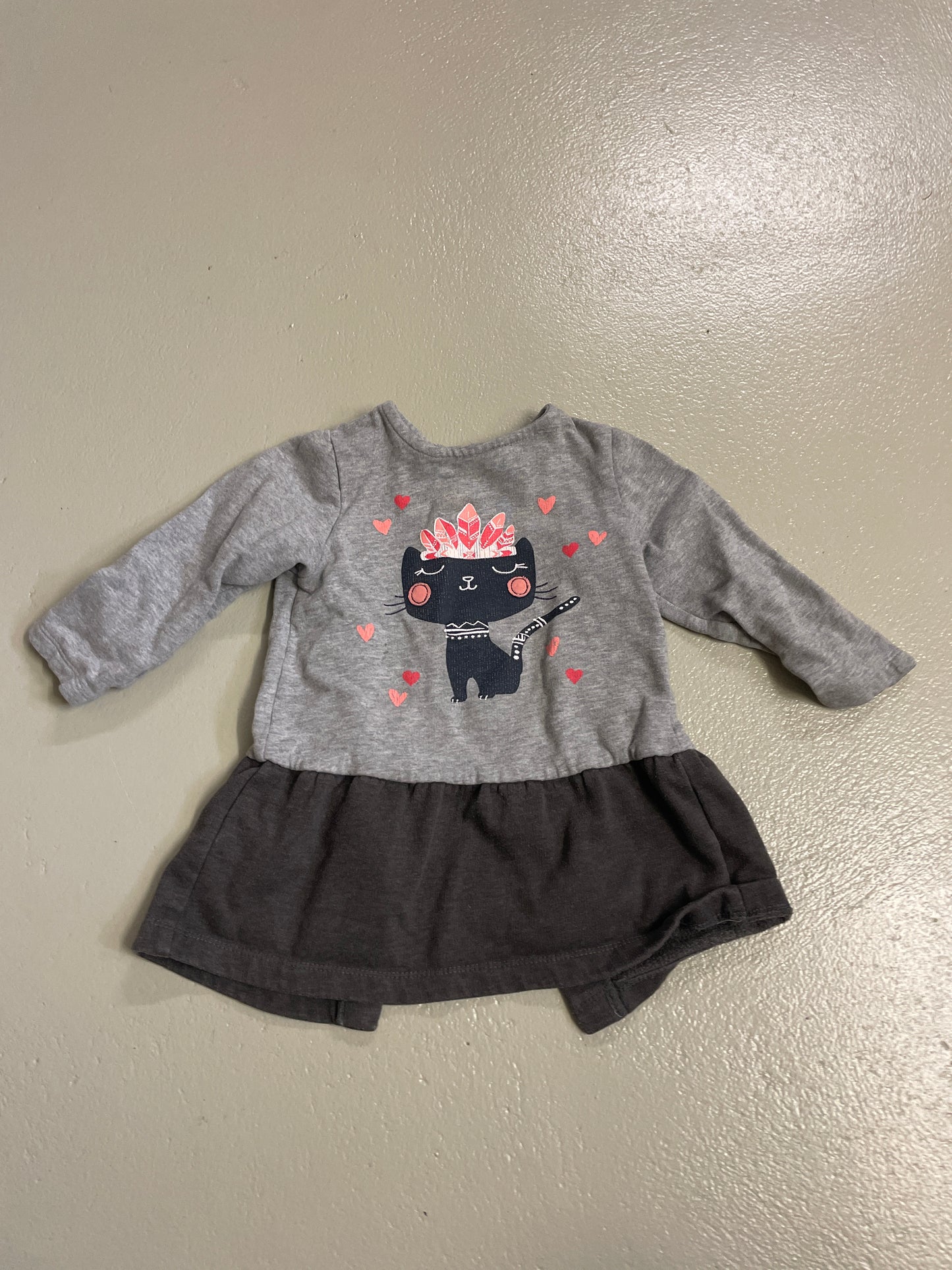 Kleid lang Katze - Gr. 86/ 92