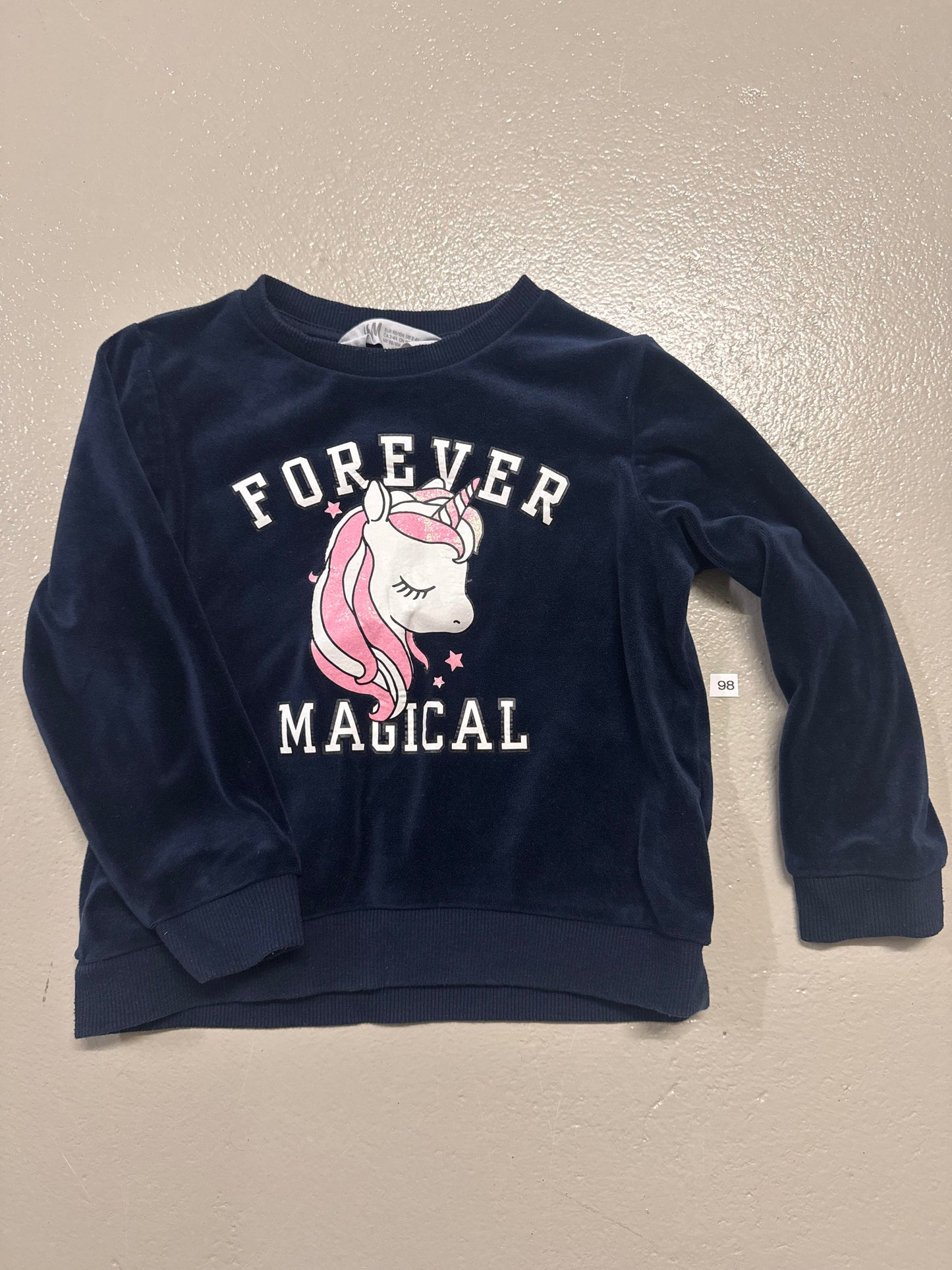 Sweatshirt mit Einhorn - Gr. 98