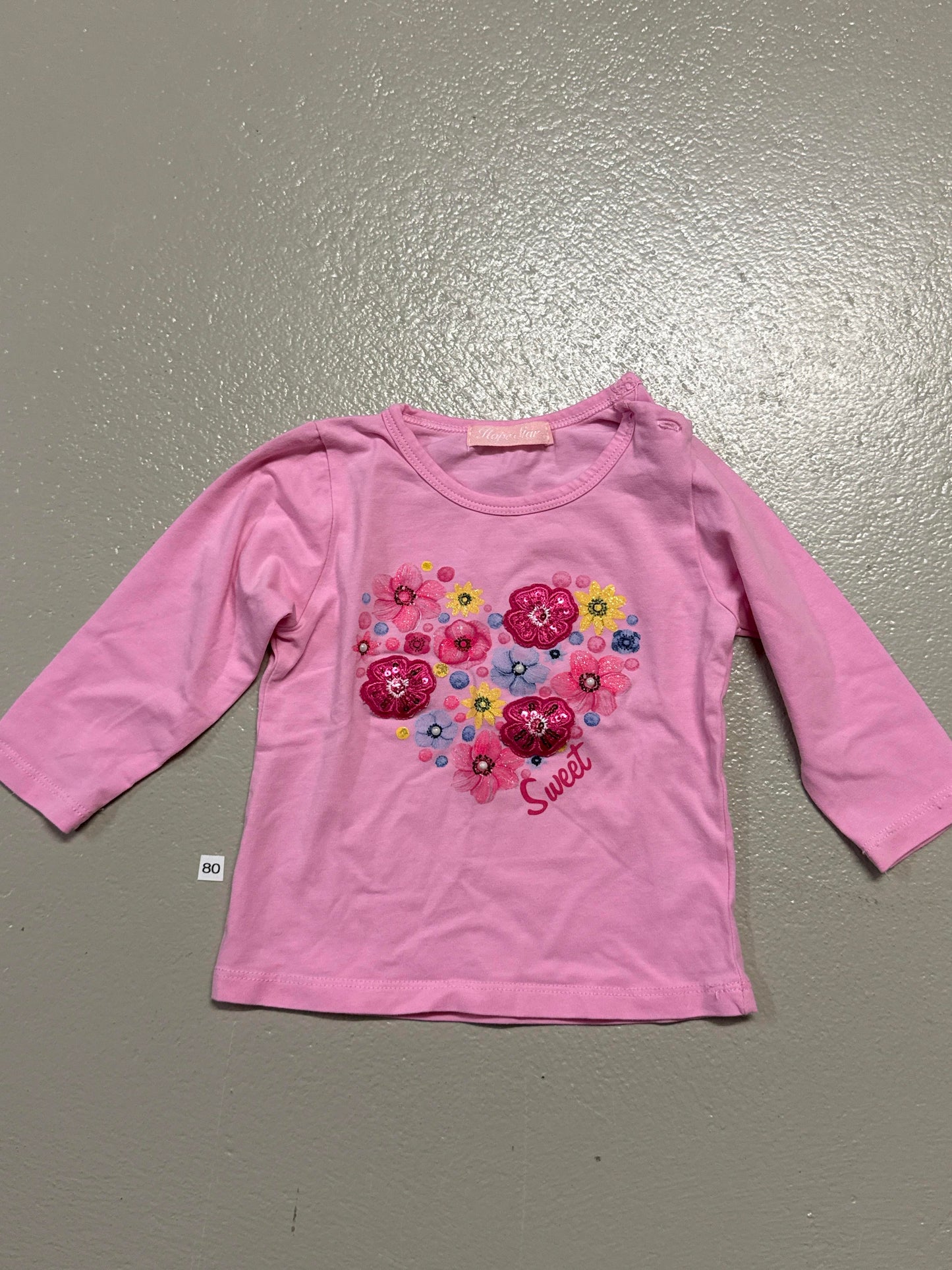 Langarmshirt mit Blumenmotiv - Gr. 80