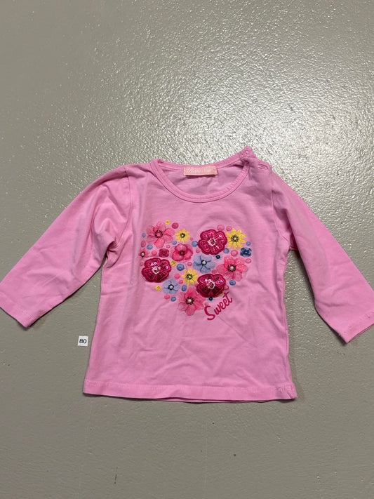 Langarmshirt mit Blumenmotiv - Gr. 80