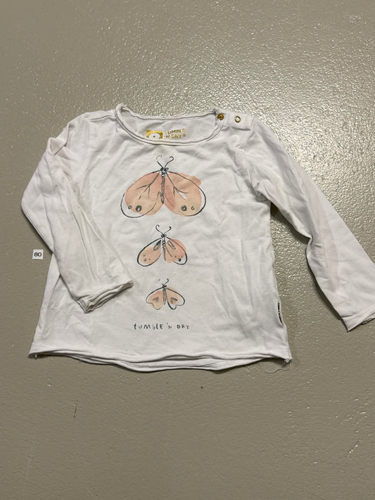 Langarmshirt mit Schmetterlingen - Gr. 80