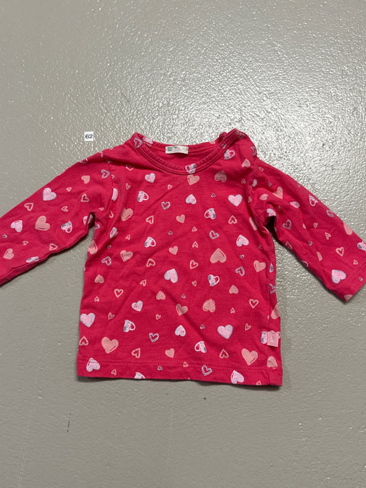 Langarmshirt mit Herzchen - Gr. 62