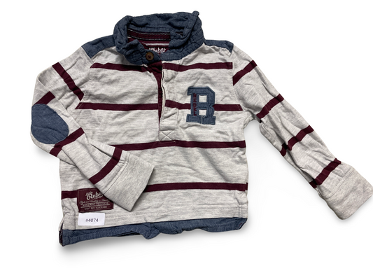 Gestreiftes Langarmshirt mit Kragen - Gr. 74