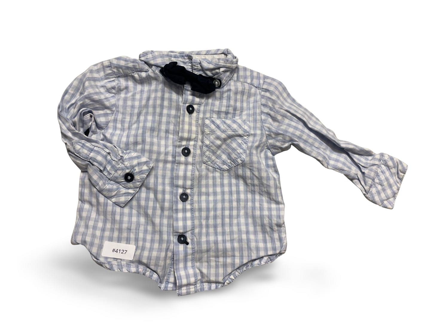 Strampler kariert mit Fliege - Gr. 68