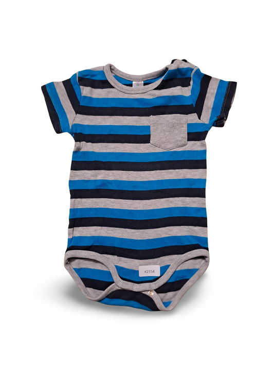 Kurzarmbody gestreift mit Brusttasche - Gr. 74