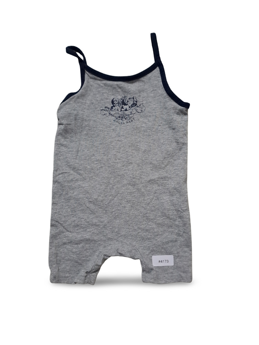 Grau melierter Strampler mit Engelmotiv - Gr. 80