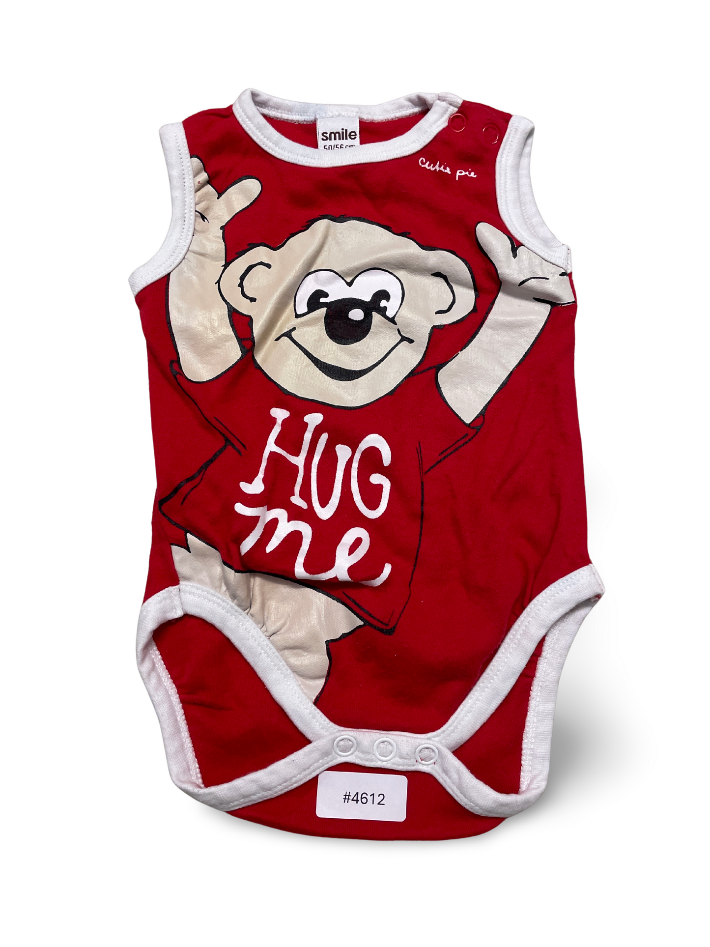 Ärmelloser roter Babybody mit Bärmotiv - Gr. 50