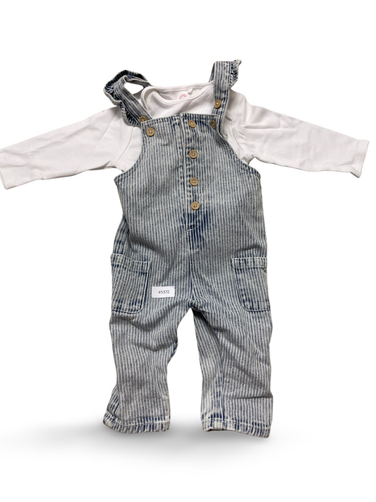 Latzhose gestreift mit weissem Shirt - Gr. 74