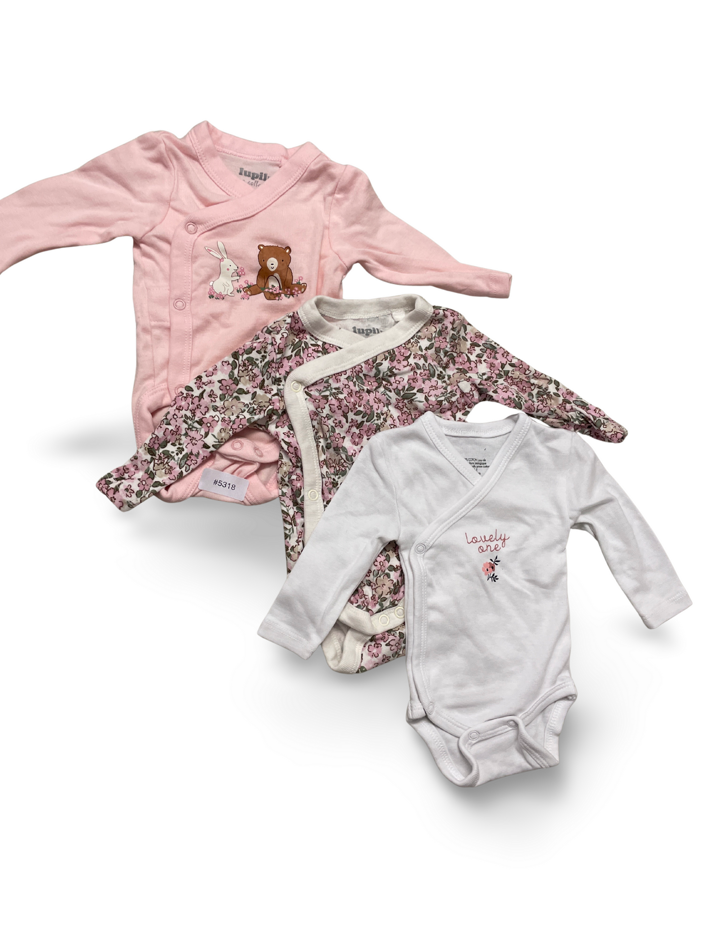 3er Bundle Wickelbodys rosa, weiss und gebluemt - Gr. 50