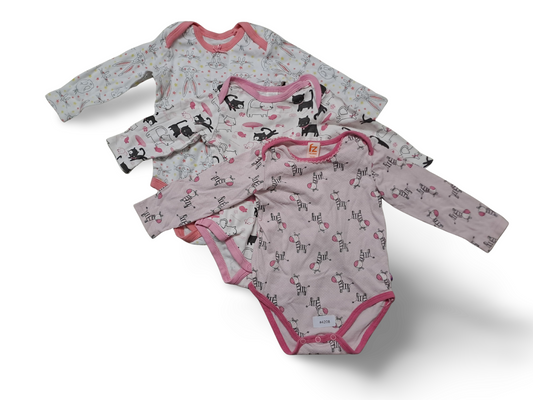 3er Bundle Langarmbodys mit Tiermotiven - Gr. 74