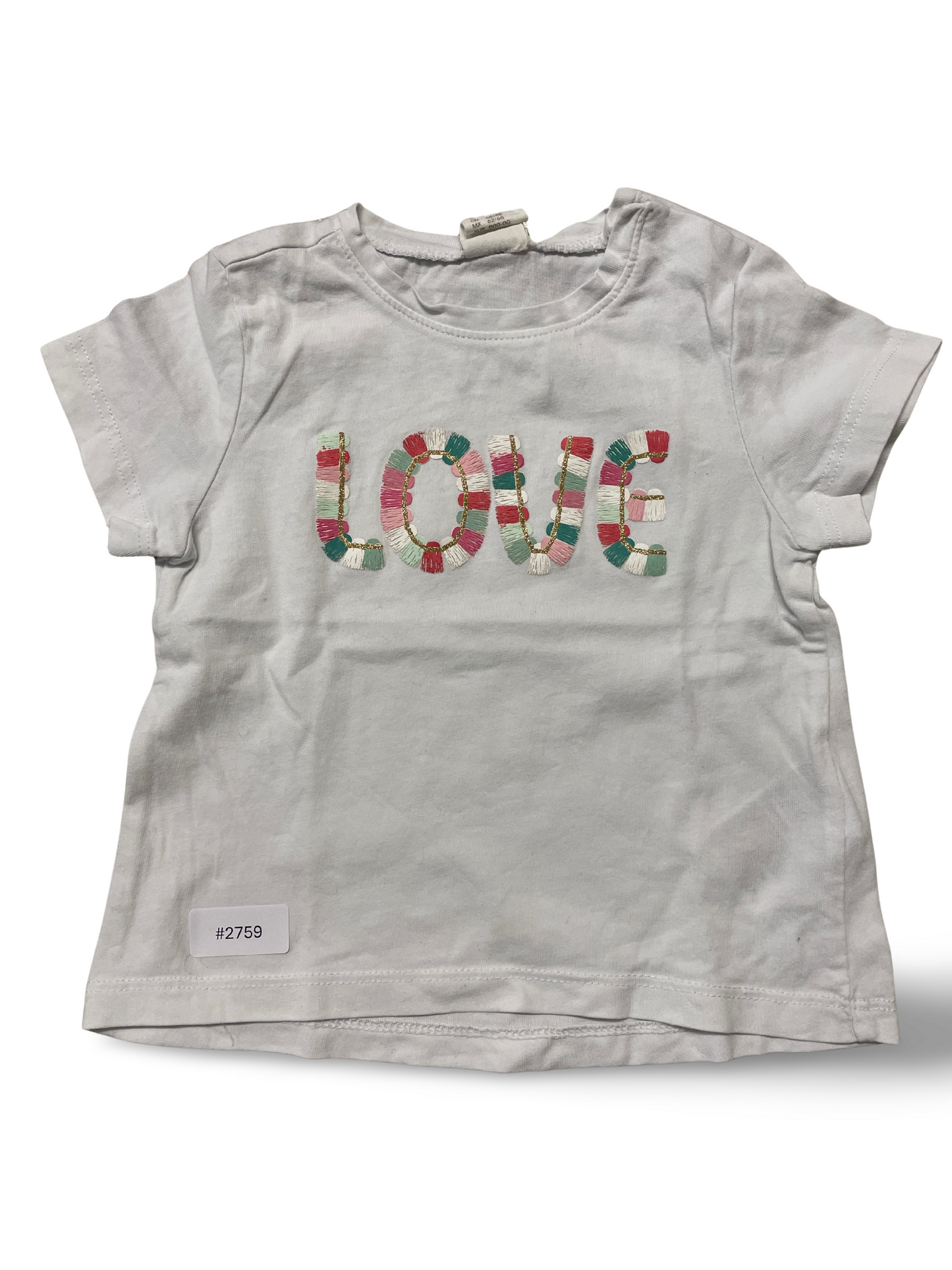 T-Shirt mit LOVE-Stickerei - Gr. 86