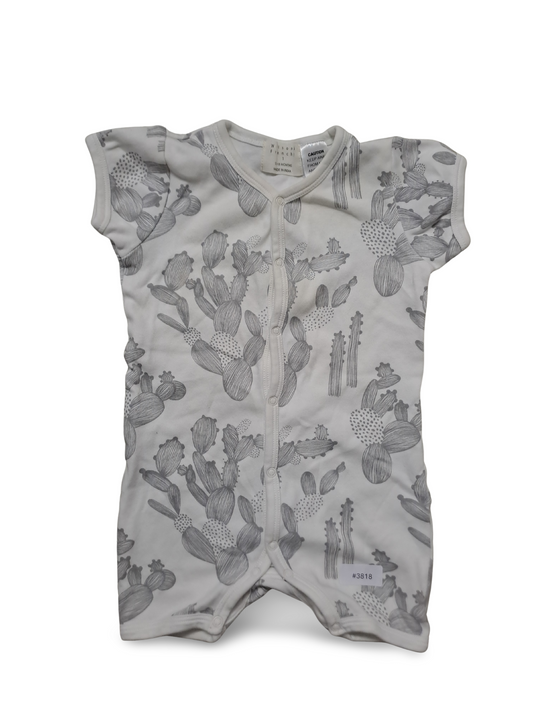 Kurzarmstrampler mit grauem Kaktusprint - Gr. 80