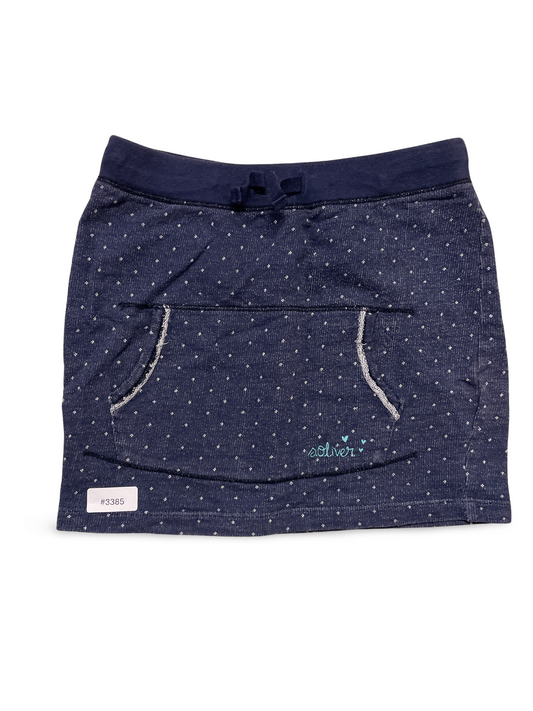 Dark blue jersey skirt with kangaroo pocket - size 116