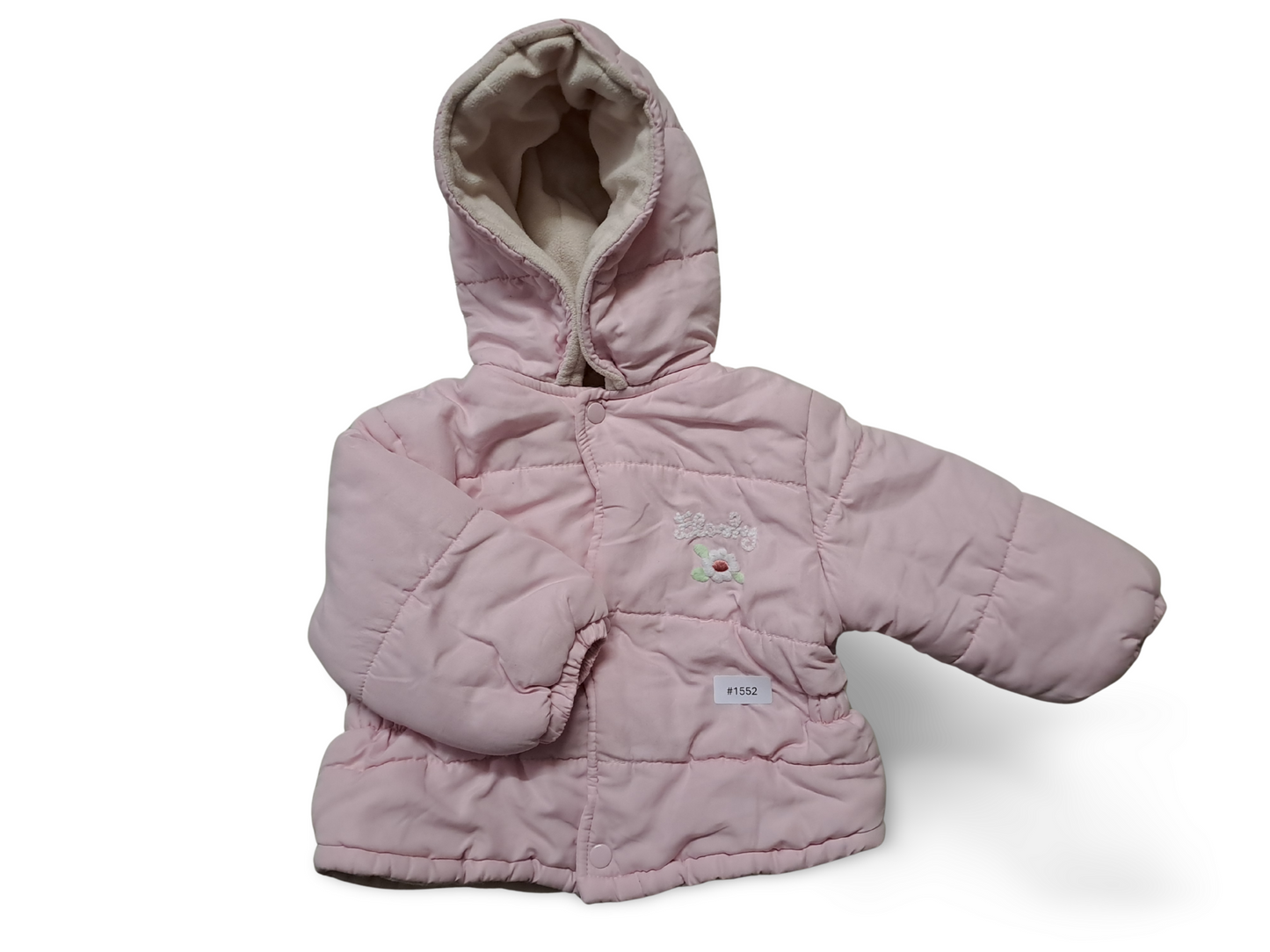 Gefütterte rosa Steppjacke mit Kapuze - Gr. 80