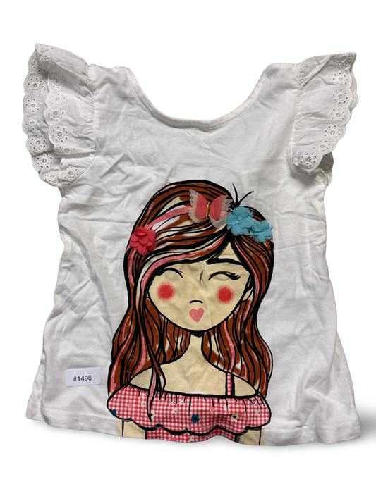 T-Shirt mit Rüschenärmeln und Mädchenprint - Gr. 116