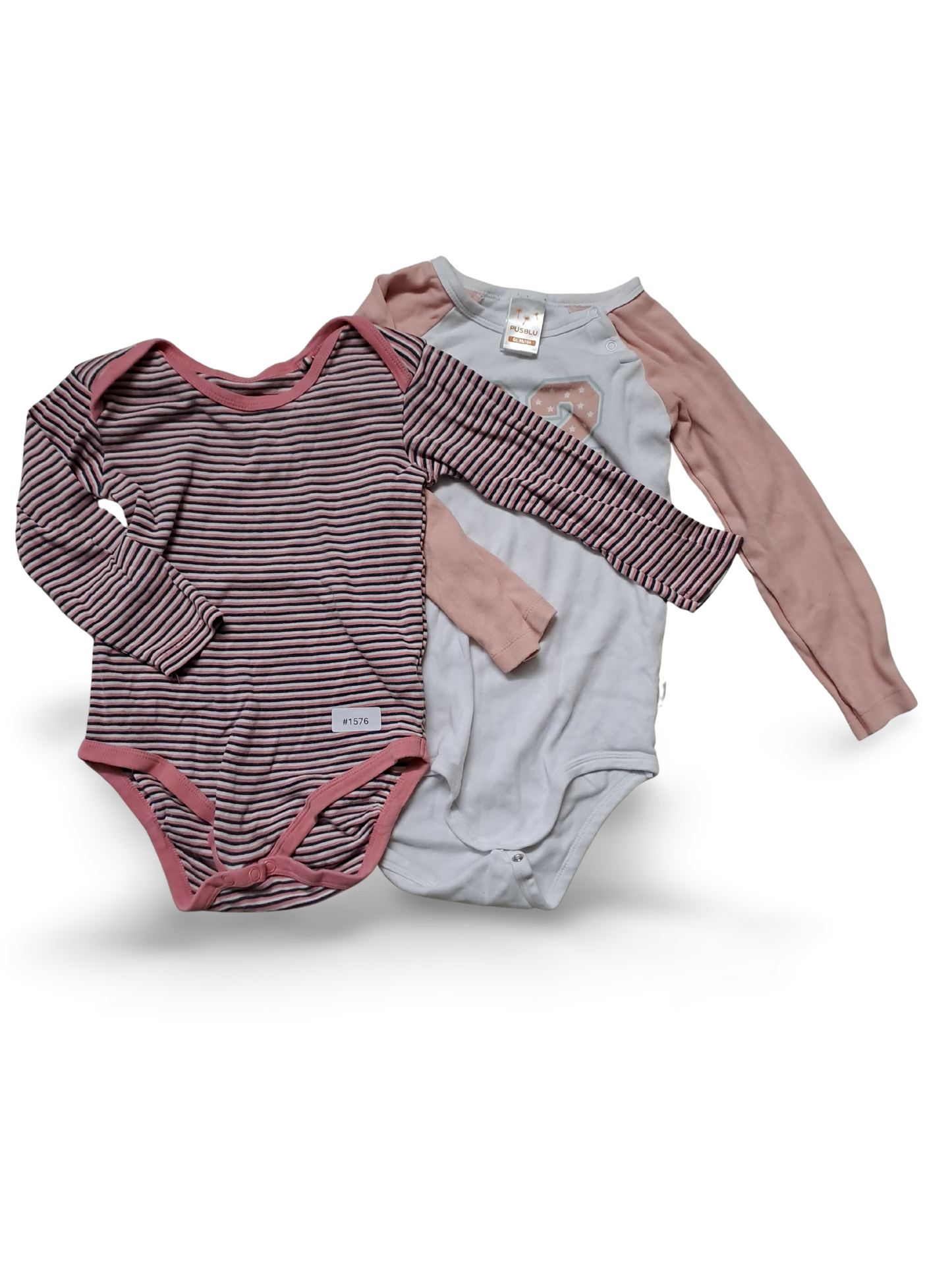 2er Bundle Langarm-Bodies Rosa/Weiss - Gr. 98