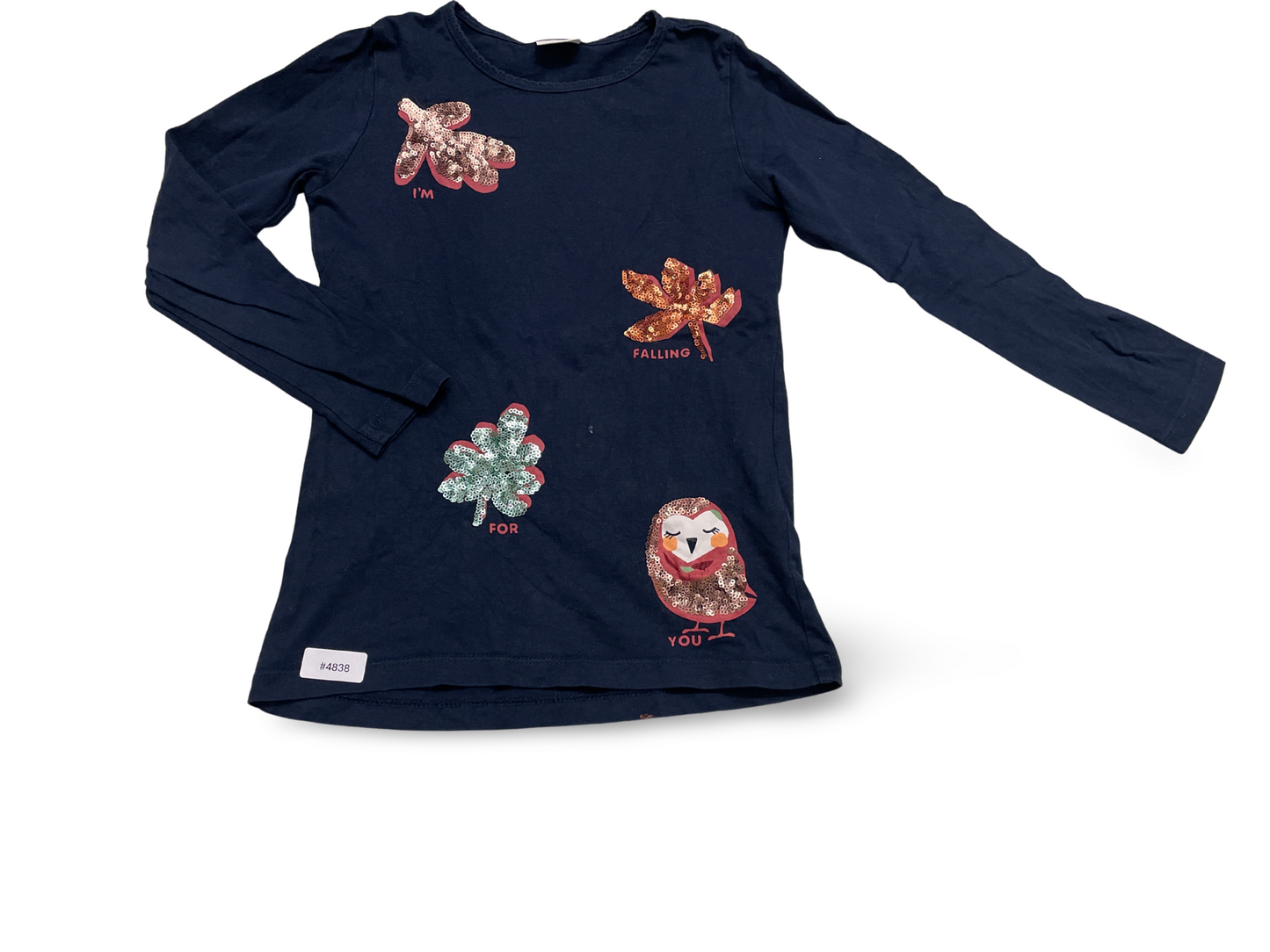 Langarmshirt mit Pailletten-Eule - Gr. 116