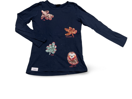 Langarmshirt mit Pailletten-Eule - Gr. 116