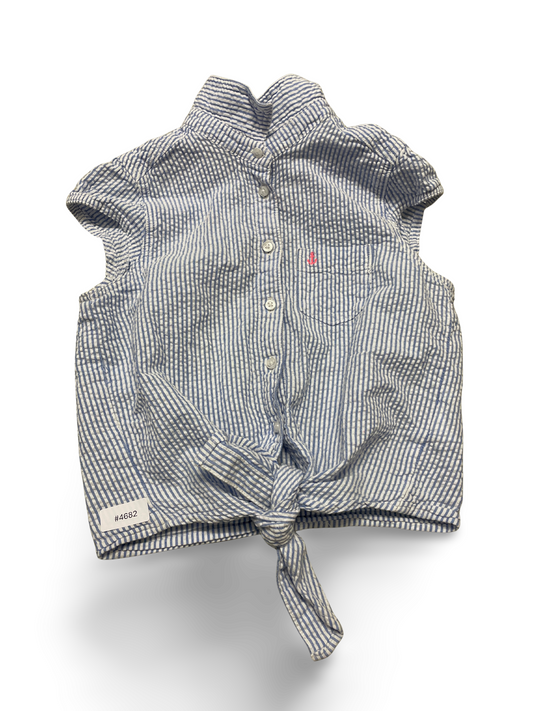 Gestreifte Kurzarmbluse mit Knoten - Gr. 128