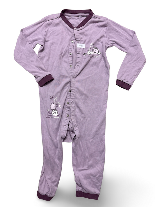 Lila Strampler mit Schneckenmotiv - Gr. 98