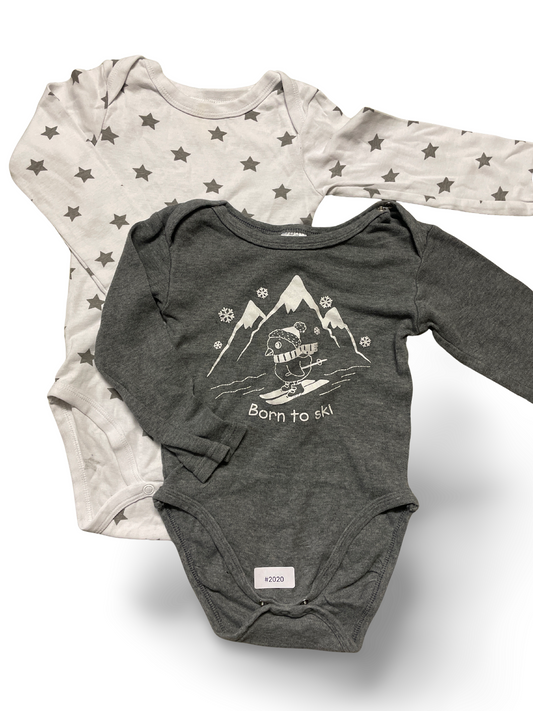 2er Bundle Langarmbodys Sterne und Ski - Gr. 86
