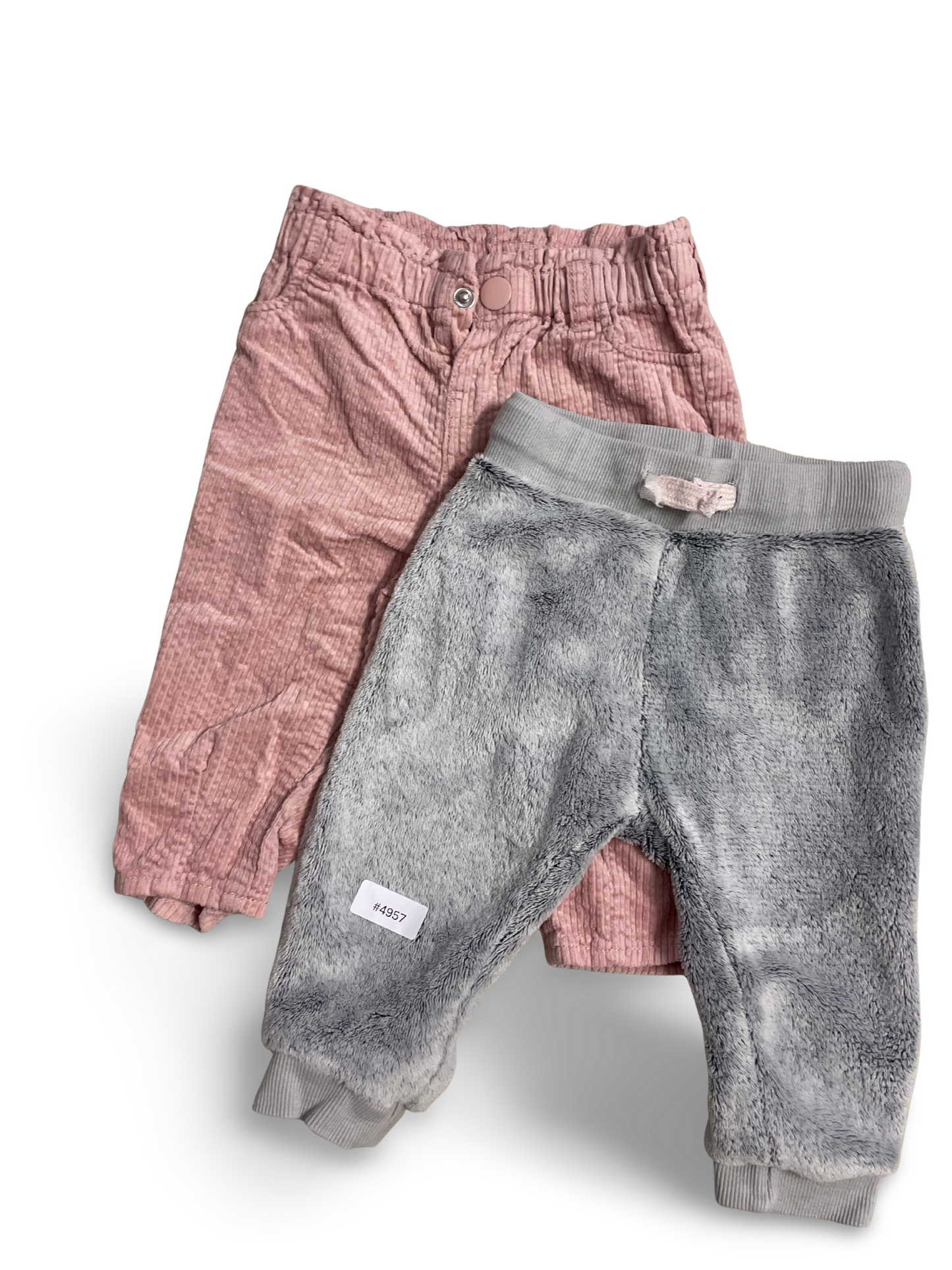 2er Bundle Babyhosen Rosa Cordhose und Graue Fleece-Jogginghose - Gr. 74