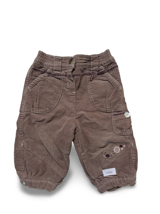 Corduroy trousers with floral embroidery - size 80