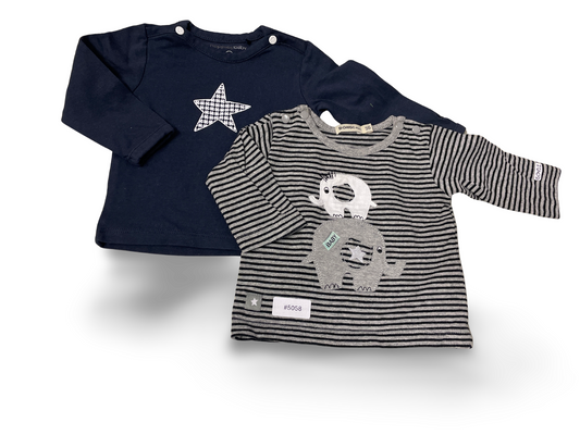 2er Bundle Langarmshirts Stern und Elefant - Gr. 56