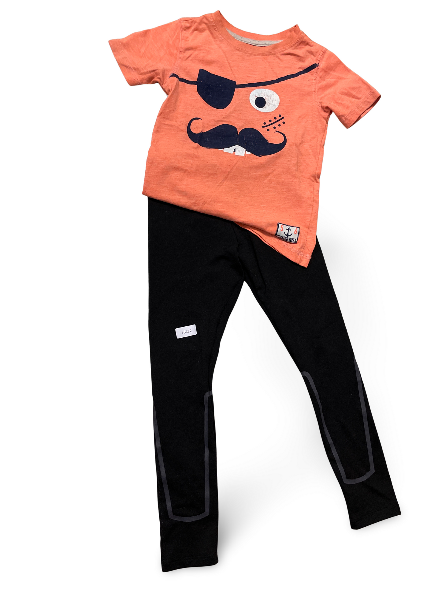 T-Shirt mit Piratenmotiv und schwarze Leggings - Gr. 128