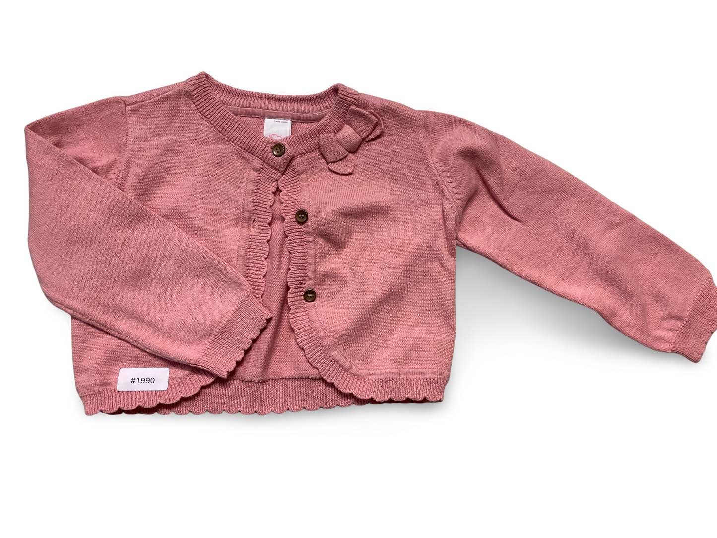 Rosa Strickjacke mit Schleife - Gr. 86