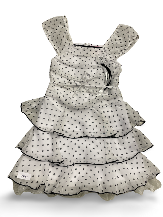 Weisses gepunktetes Rüschenkleid - Gr. 92