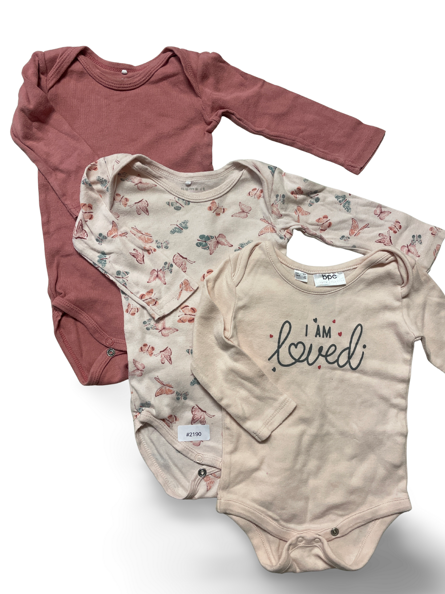 3er Bundle Strampler Rosa, Schmetterling-Print & Schriftzug - Gr. 68