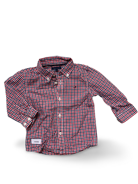 Kariertes Langarmhemd rot-blau - Gr. 74