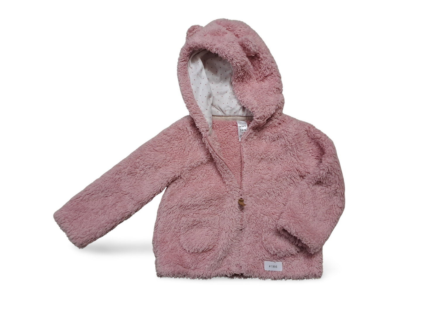 Rosa Kapuzenjacke mit Ohren - Gr. 92