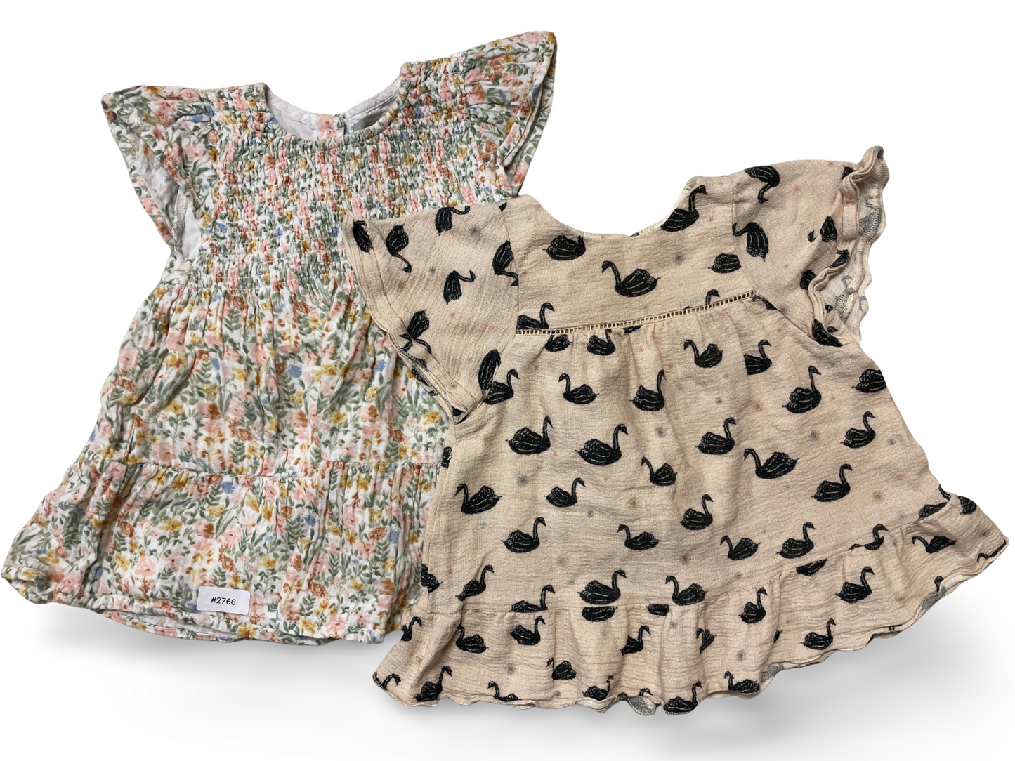 2er Bundle Sommerkleider mit Blumen- und Schwanenprint - Gr. 86