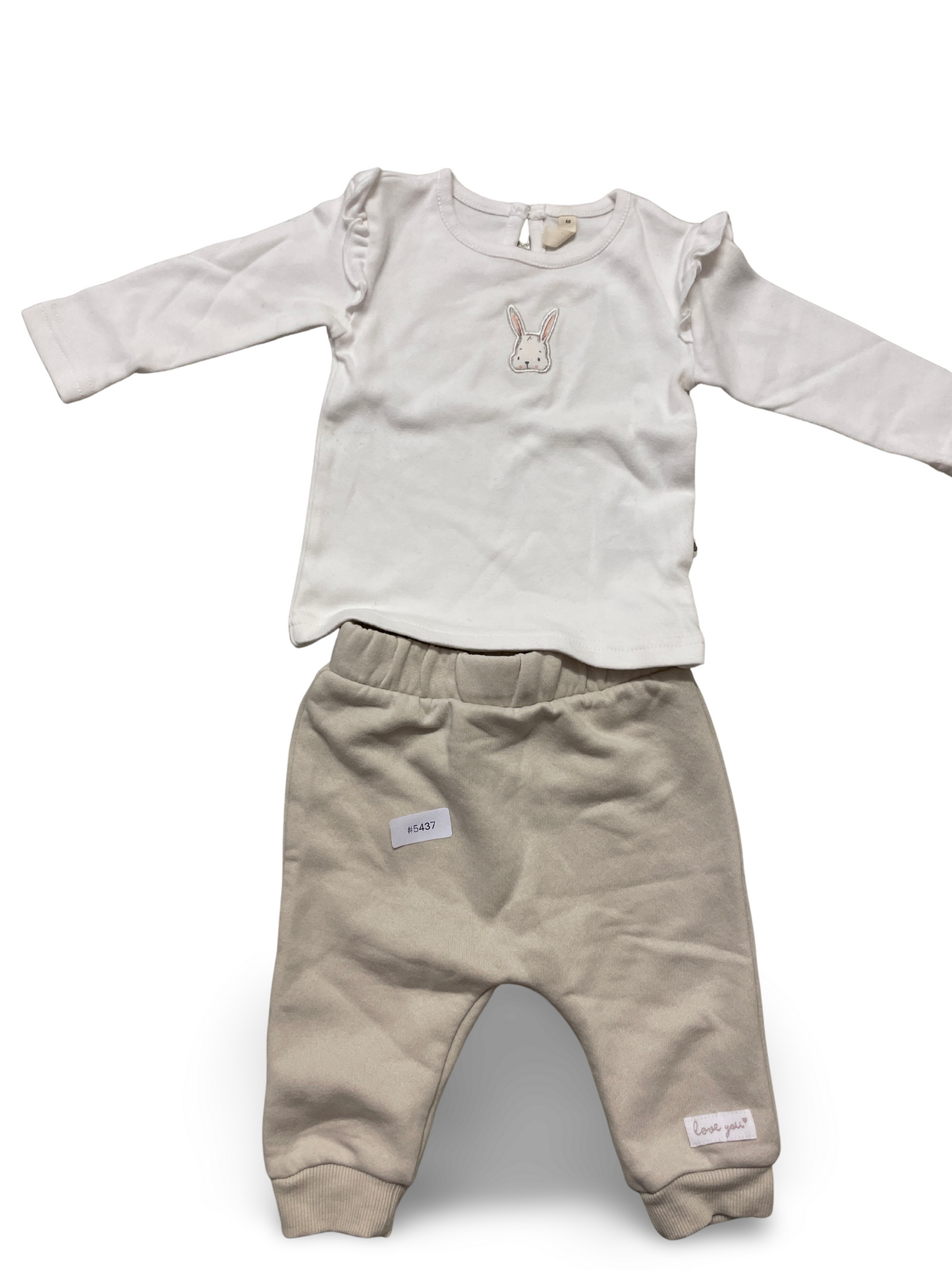Langarmshirt mit Hasenaufnäher und Jogginghose - Gr. 74