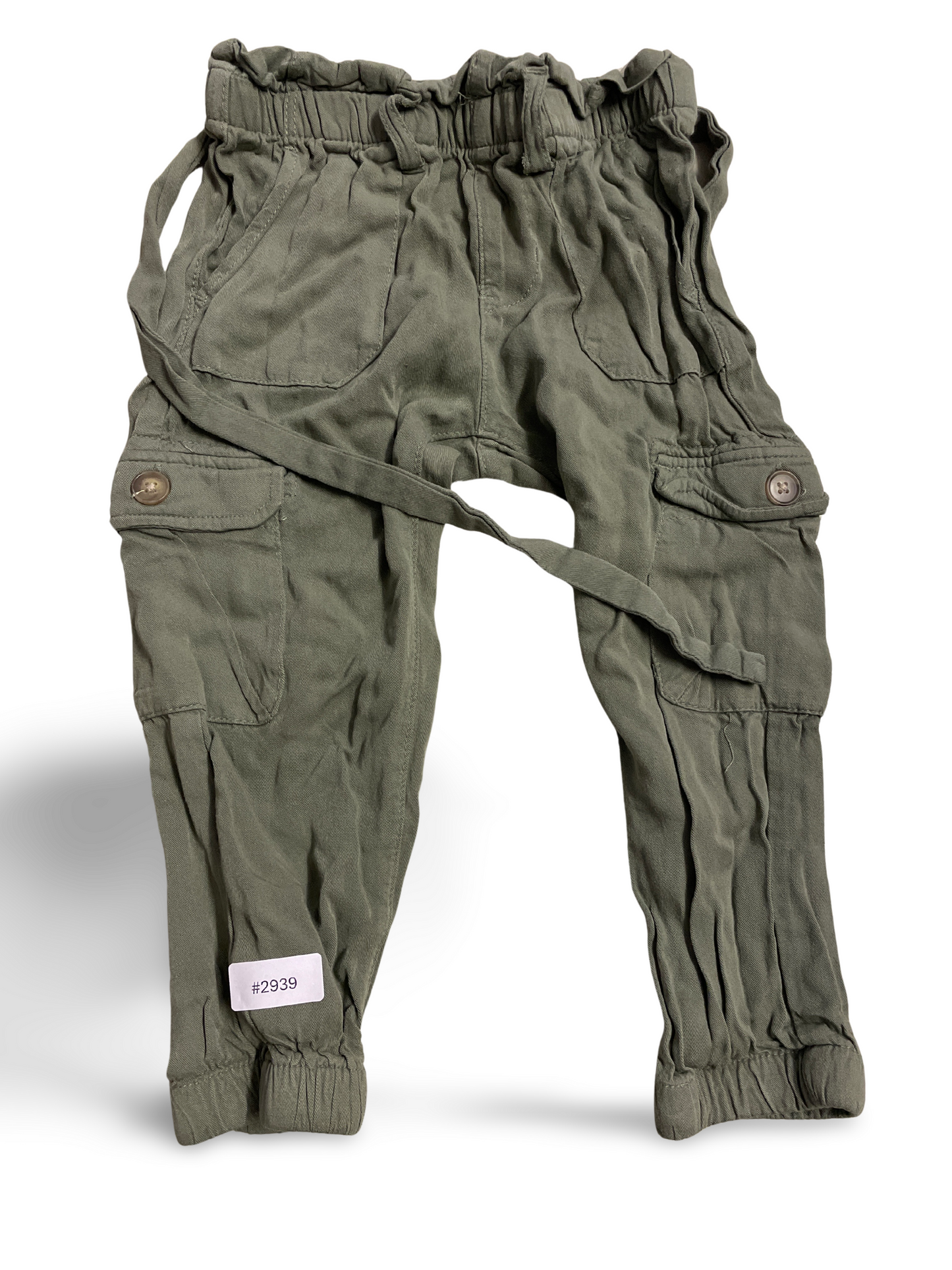 Olivgrüne Cargohose mit Gummizug - Gr. 98