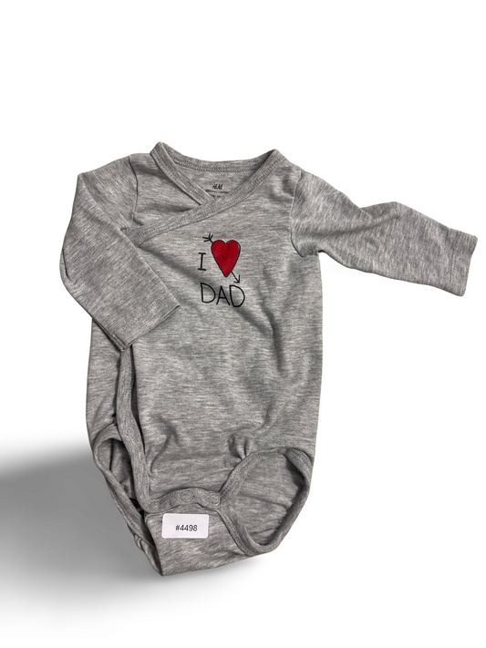 Babybody langarm grau meliert mit I Love Dad Motiv - Gr. 62