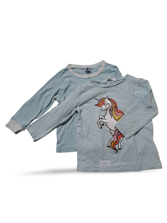 2er Bundle Langarmshirts Einhorn und gestreift - Gr. 98