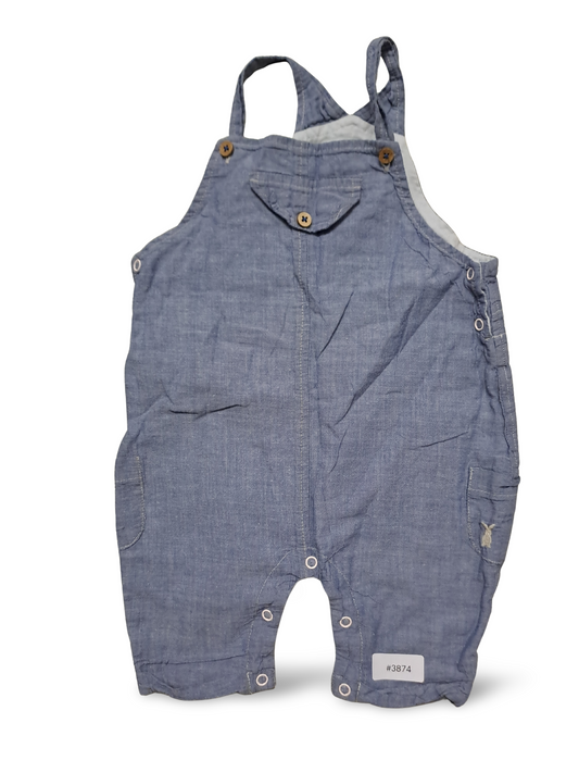 Jeansoptik Strampler mit Trägern und Druckknöpfen - Gr. 62